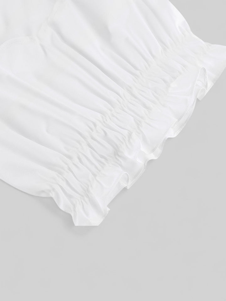 White Puff Sleeve Crop Top – 3 Neckline Variations