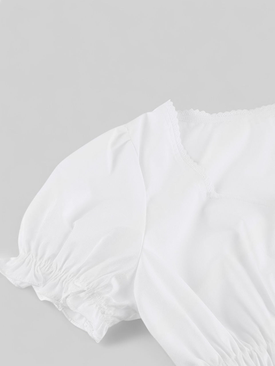 White Puff Sleeve Crop Top – 3 Neckline Variations