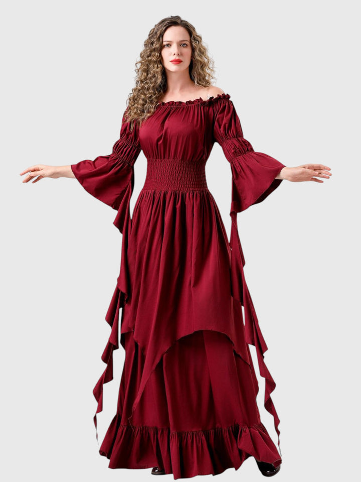Renaissance Off-Shoulder Smocked Waist Maxi Dress