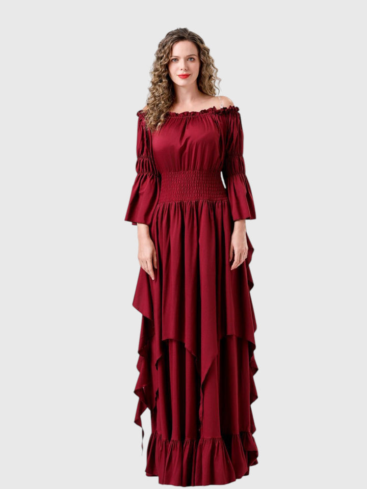 Renaissance Off-Shoulder Smocked Waist Maxi Dress