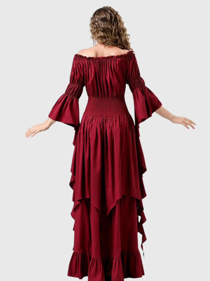 Renaissance Off-Shoulder Smocked Waist Maxi Dress
