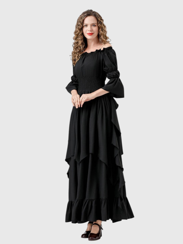 Renaissance Off-Shoulder Smocked Waist Maxi Dress