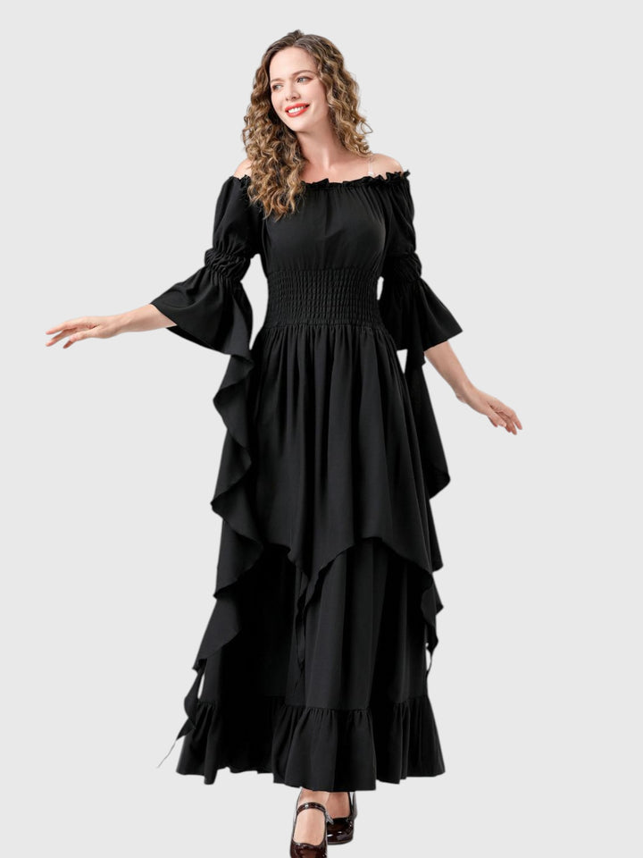 Renaissance Off-Shoulder Smocked Waist Maxi Dress