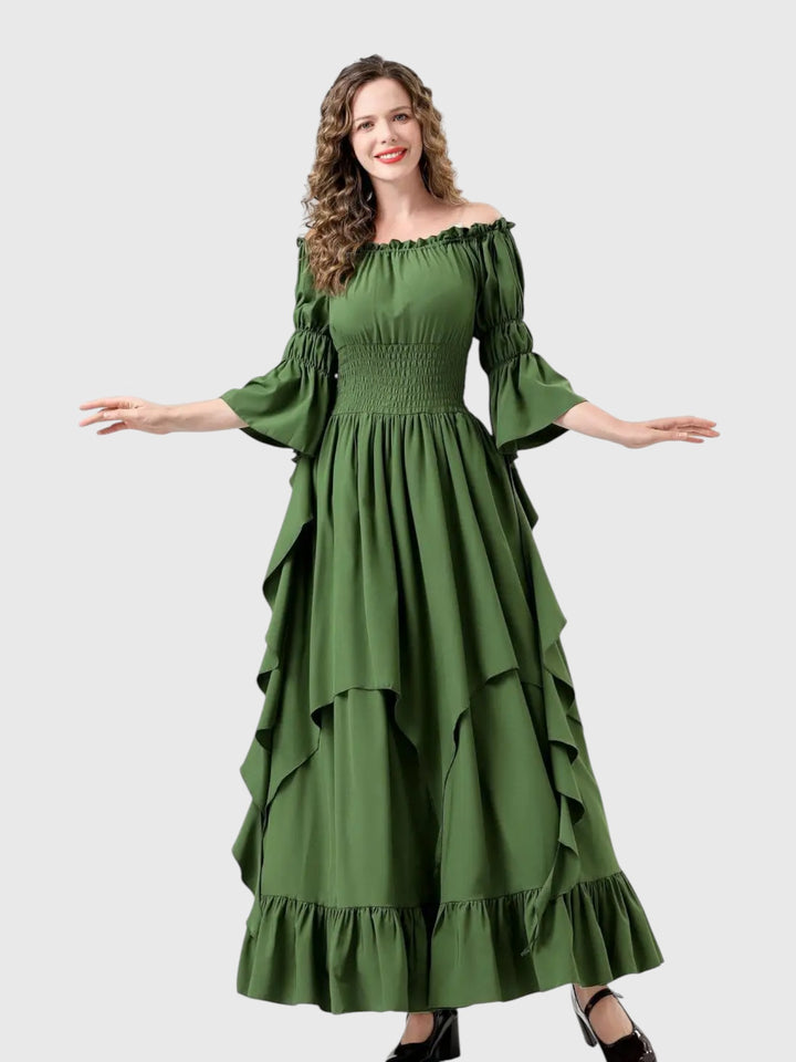 Renaissance Off-Shoulder Smocked Waist Maxi Dress
