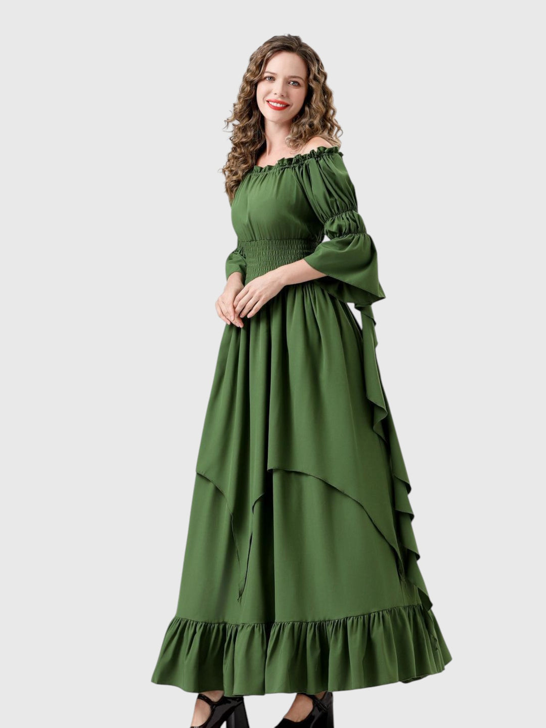 Renaissance Off-Shoulder Smocked Waist Maxi Dress