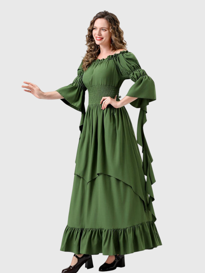 Renaissance Off-Shoulder Smocked Waist Maxi Dress