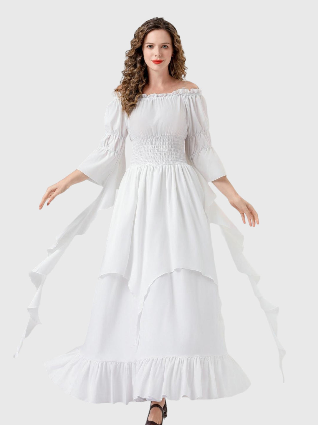 Renaissance Off-Shoulder Smocked Waist Maxi Dress