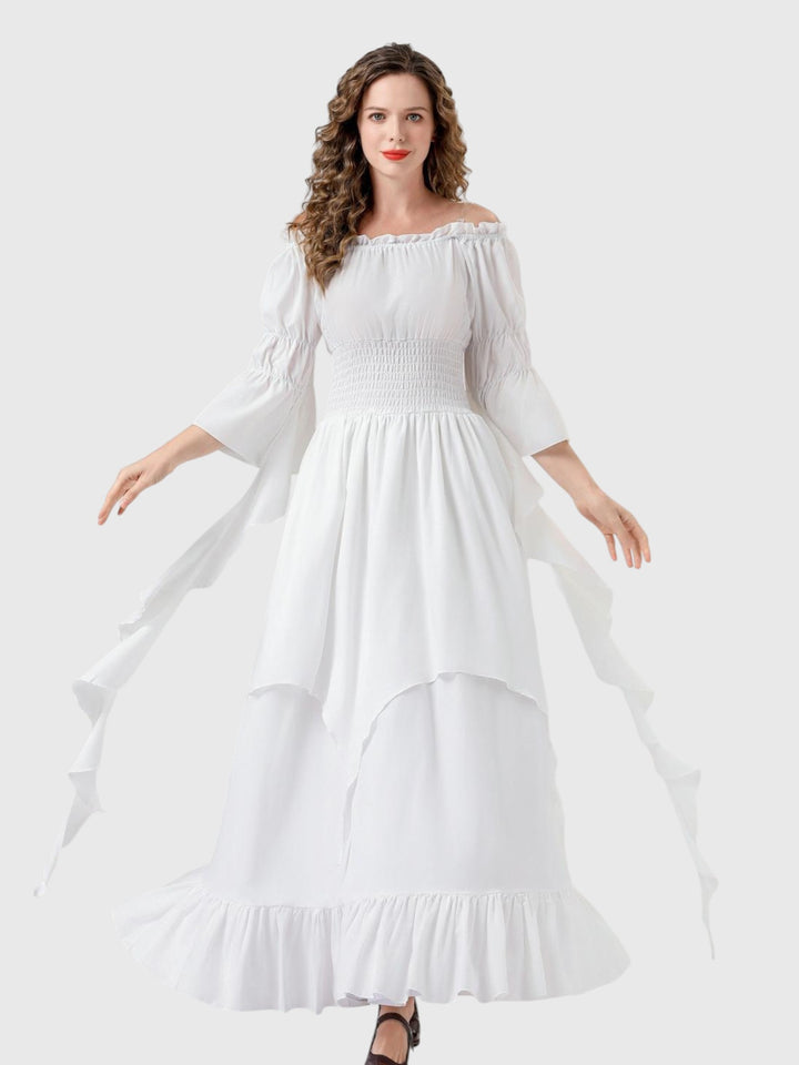 Renaissance Off-Shoulder Smocked Waist Maxi Dress