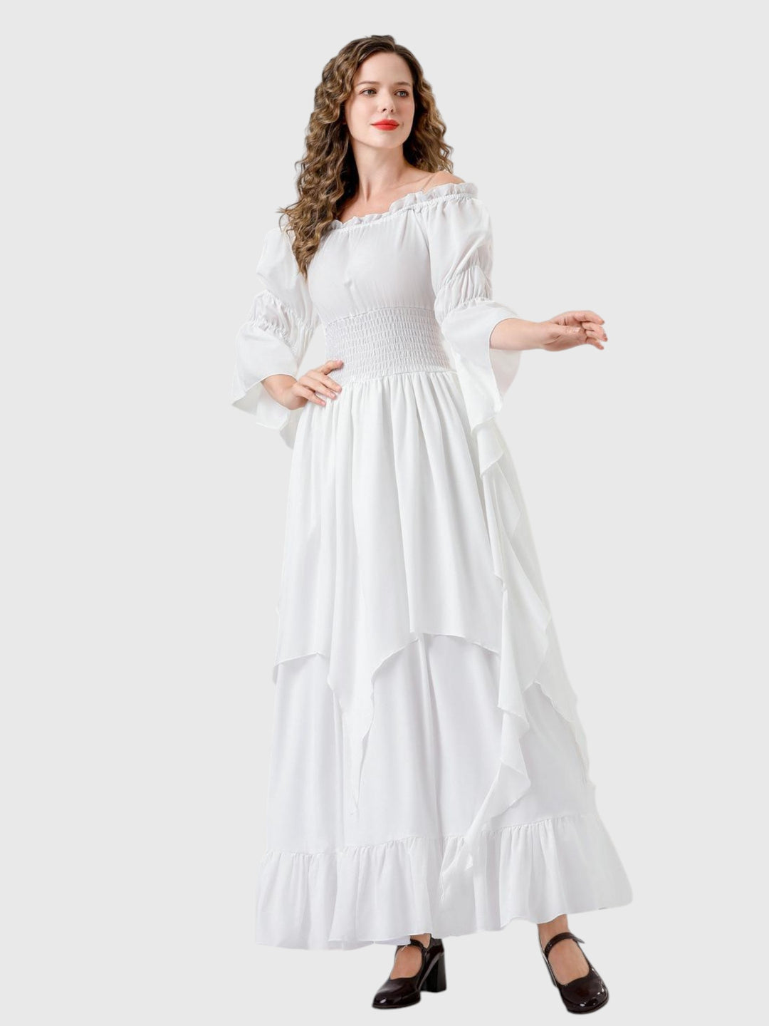 Renaissance Off-Shoulder Smocked Waist Maxi Dress