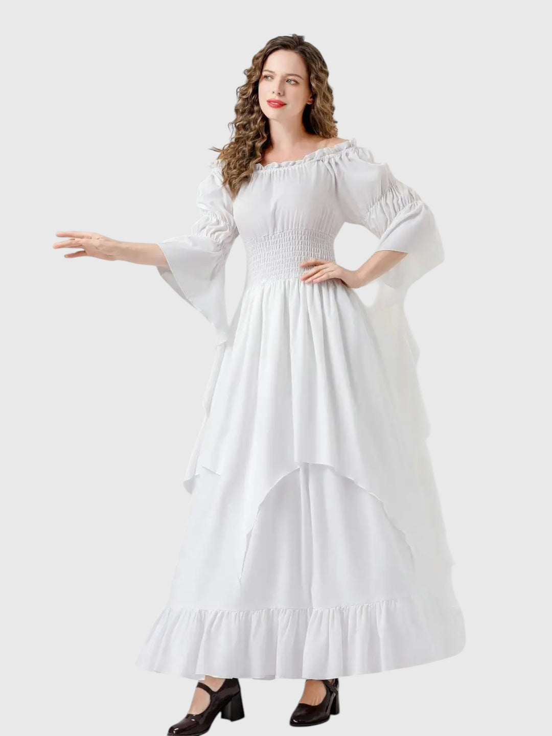 Renaissance Off-Shoulder Smocked Waist Maxi Dress