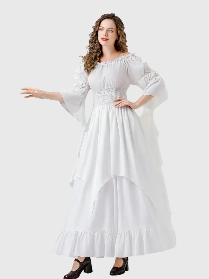 Renaissance Off-Shoulder Smocked Waist Maxi Dress