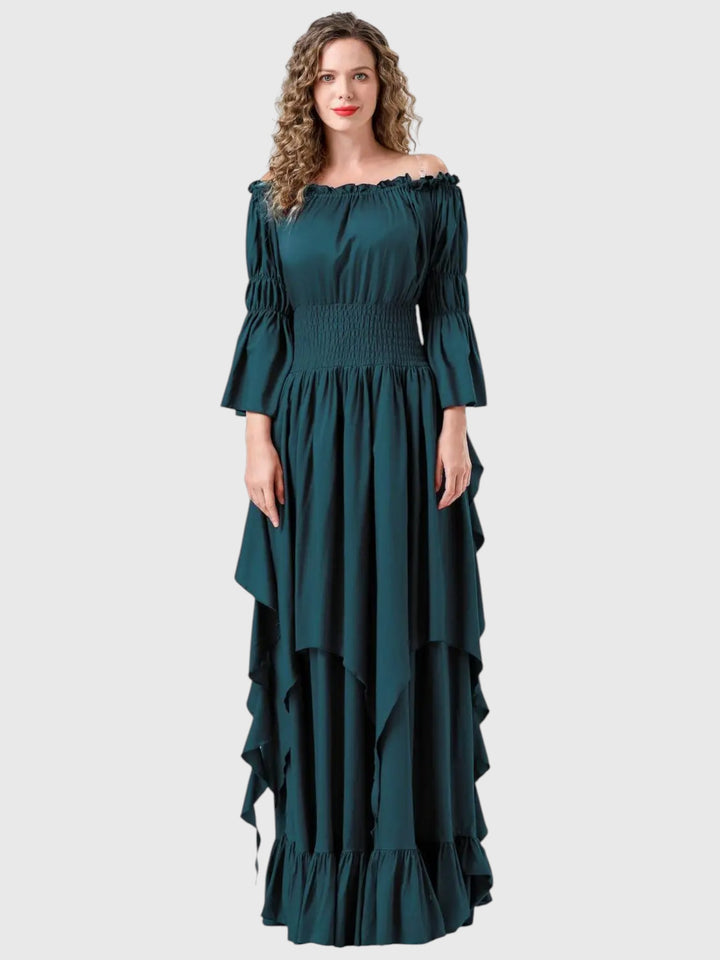 Renaissance Off-Shoulder Smocked Waist Maxi Dress