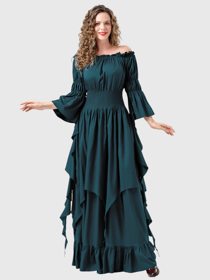 Renaissance Off-Shoulder Smocked Waist Maxi Dress