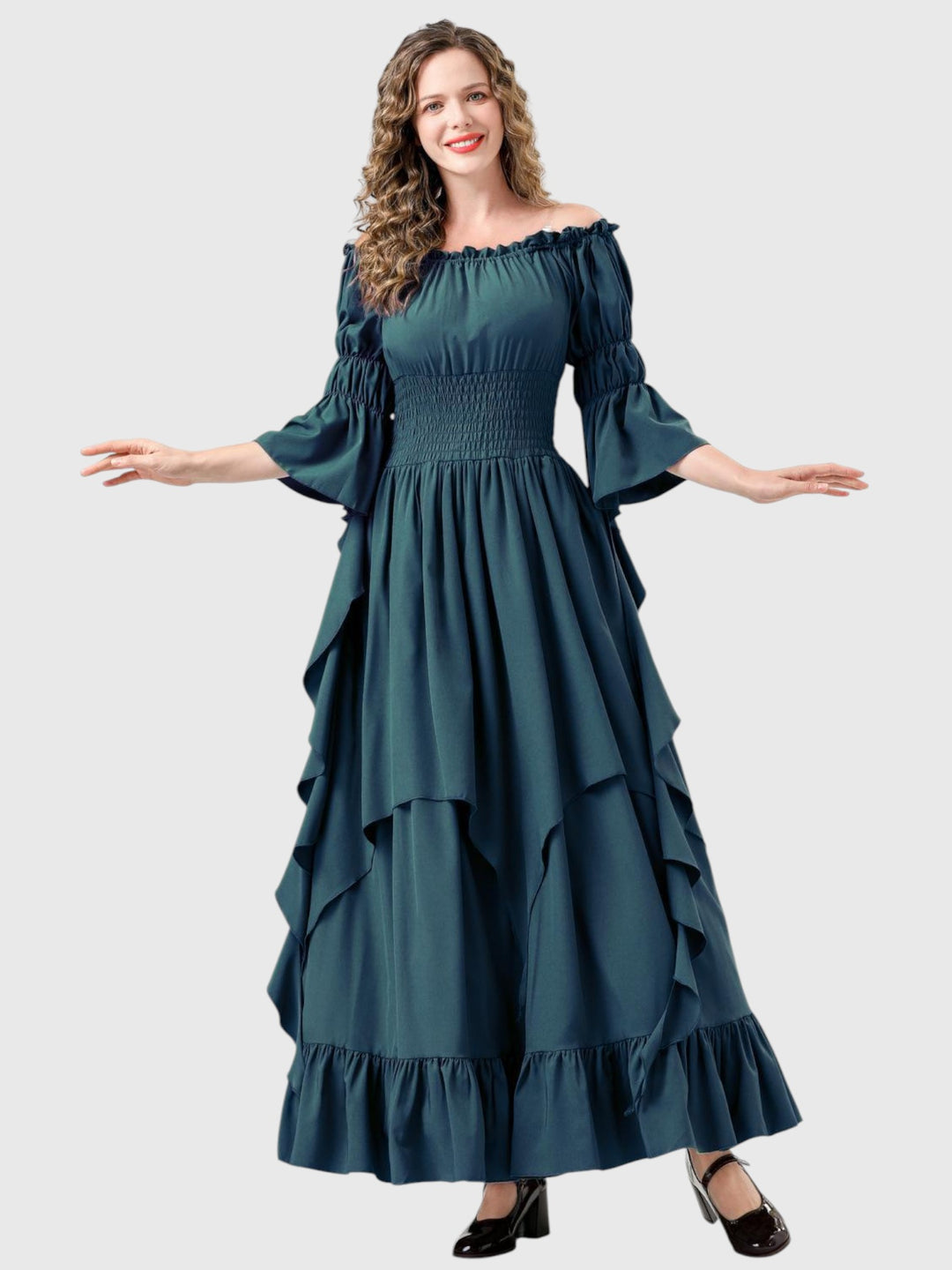 Renaissance Off-Shoulder Smocked Waist Maxi Dress