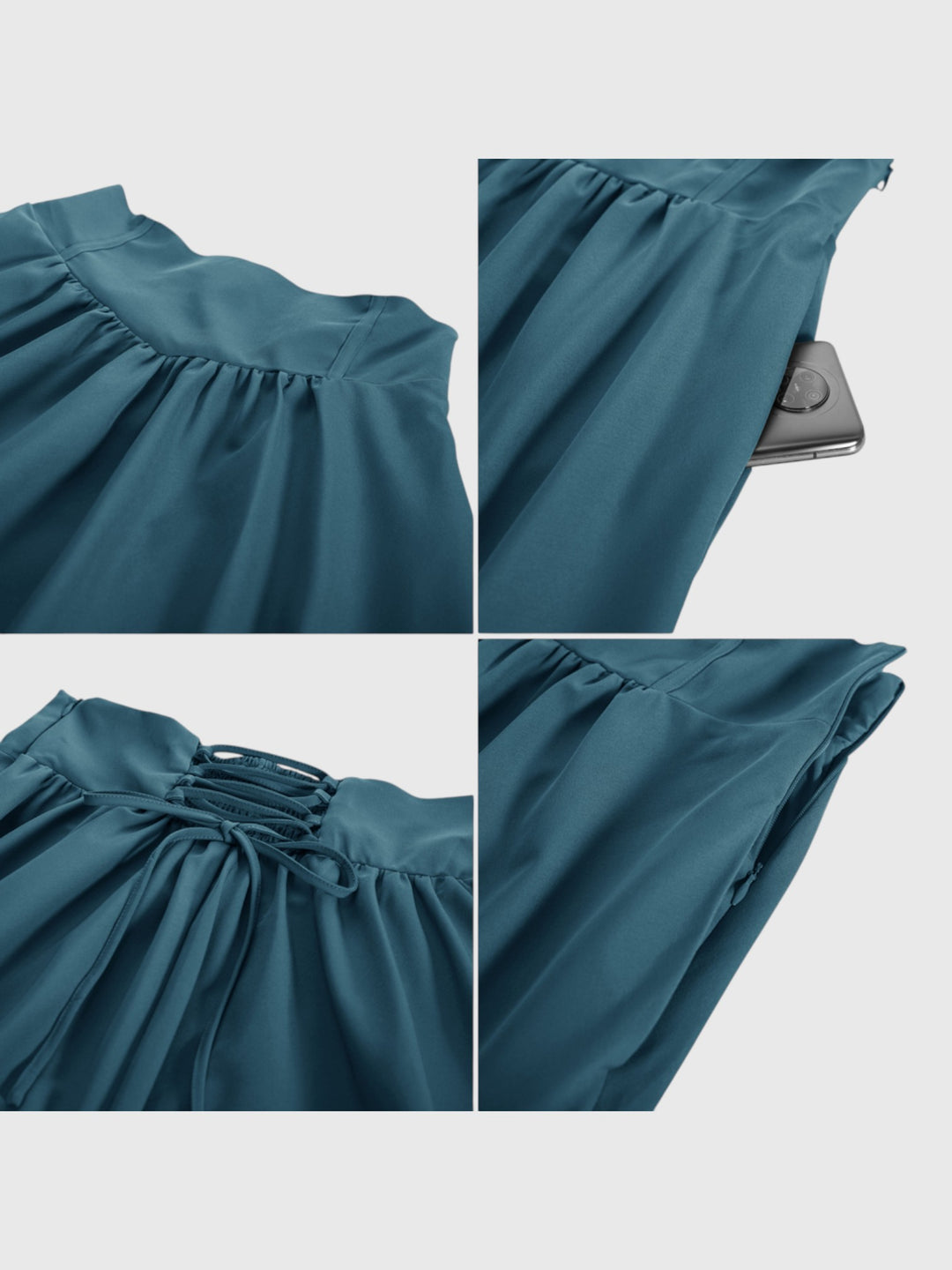 Blue Vintage High Waist Swing Maxi Skirt