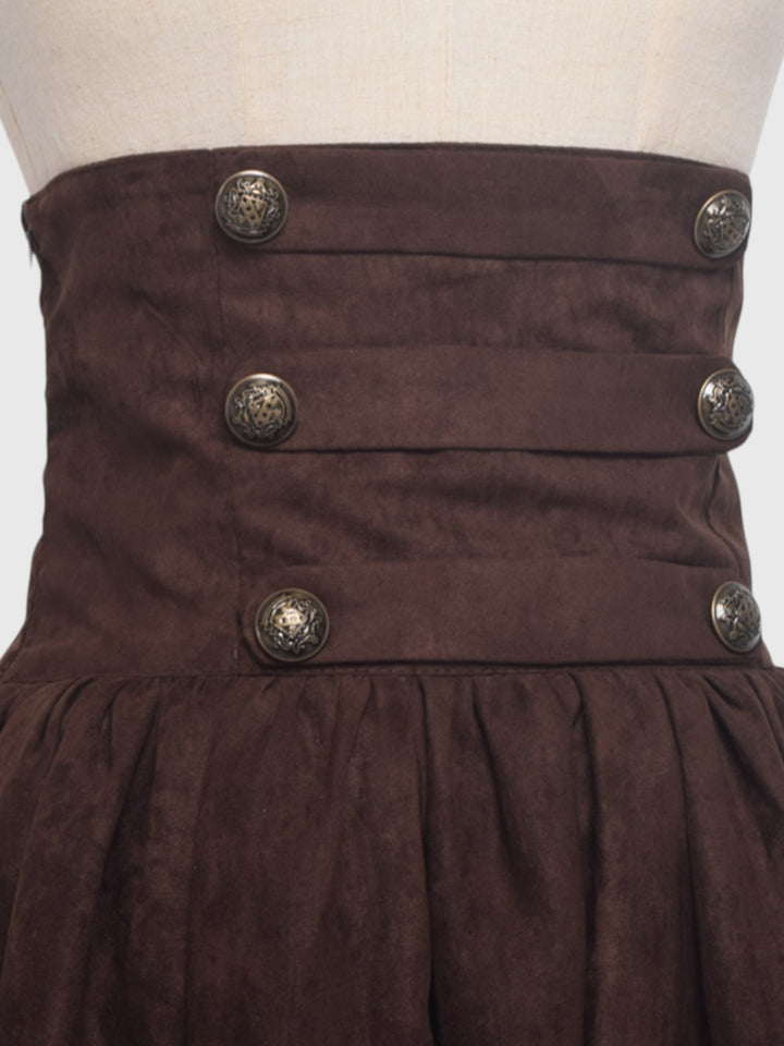 High Waist Faux Suede Maxi Skirt