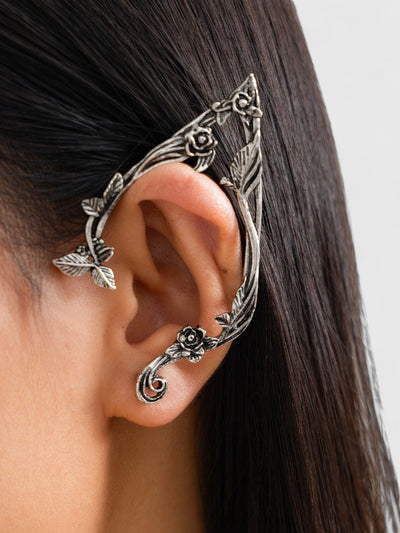 Floral Metal Ear Cuffs – Gold & Silver