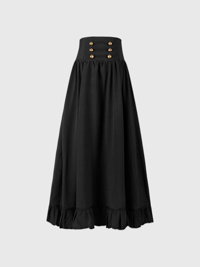 High-Waisted Pleated Maxi Skirt