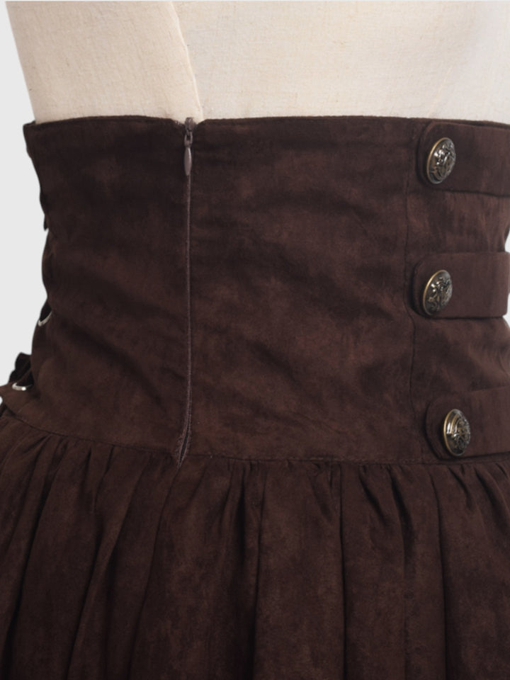 High Waist Faux Suede Maxi Skirt