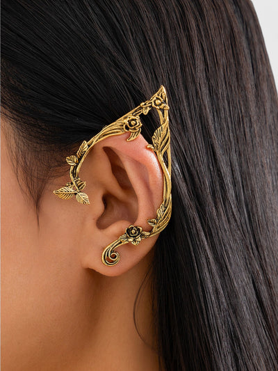 Floral Metal Ear Cuffs – Gold & Silver