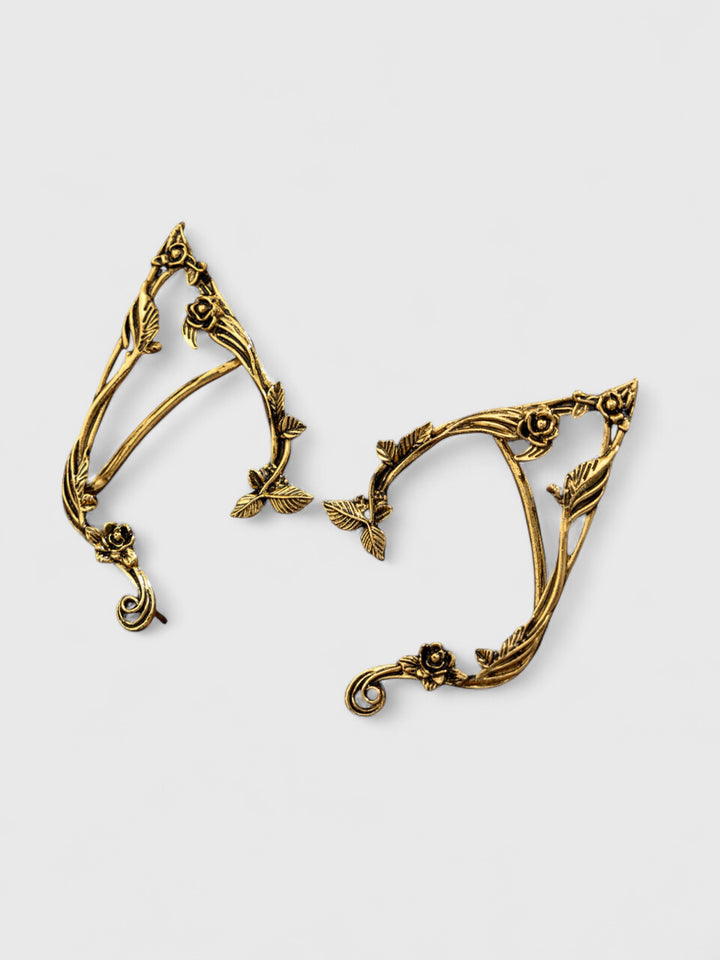 Floral Metal Ear Cuffs – Gold & Silver