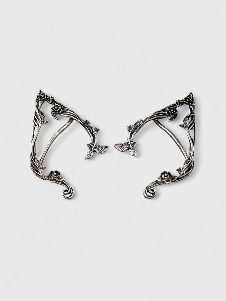 Floral Metal Ear Cuffs – Gold & Silver
