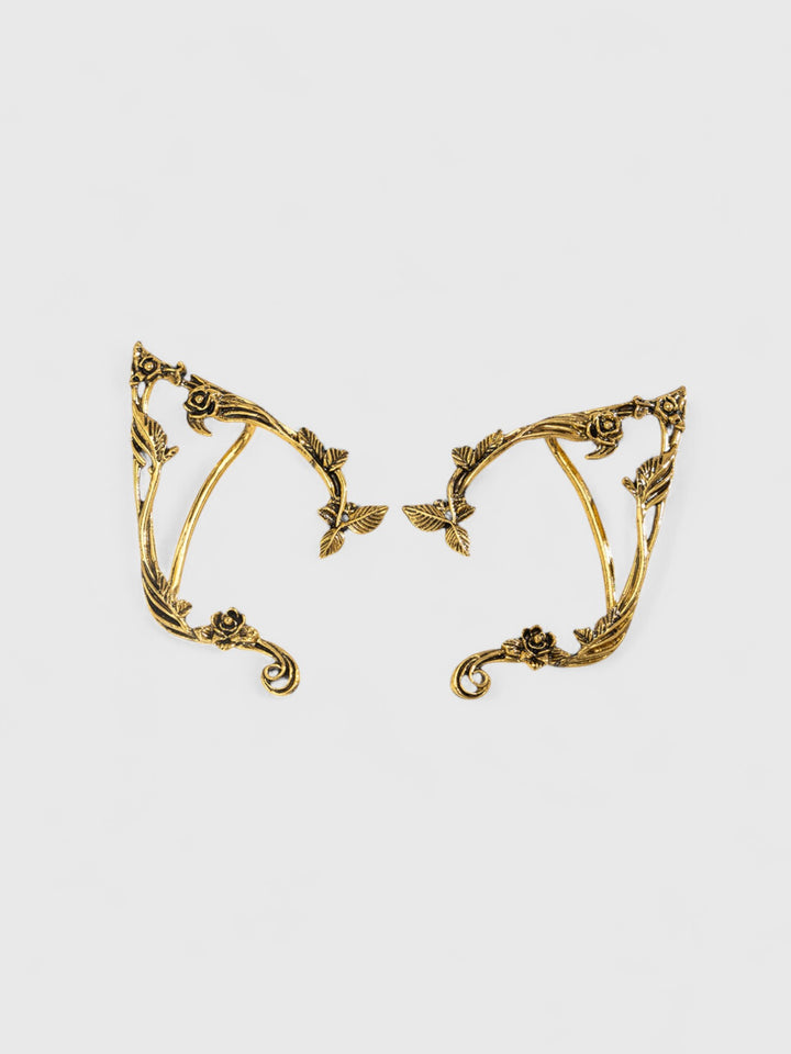 Floral Metal Ear Cuffs – Gold & Silver