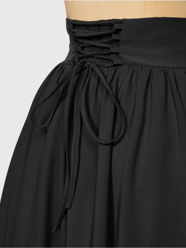 Black Vintage High Waist Swing Maxi Skirt