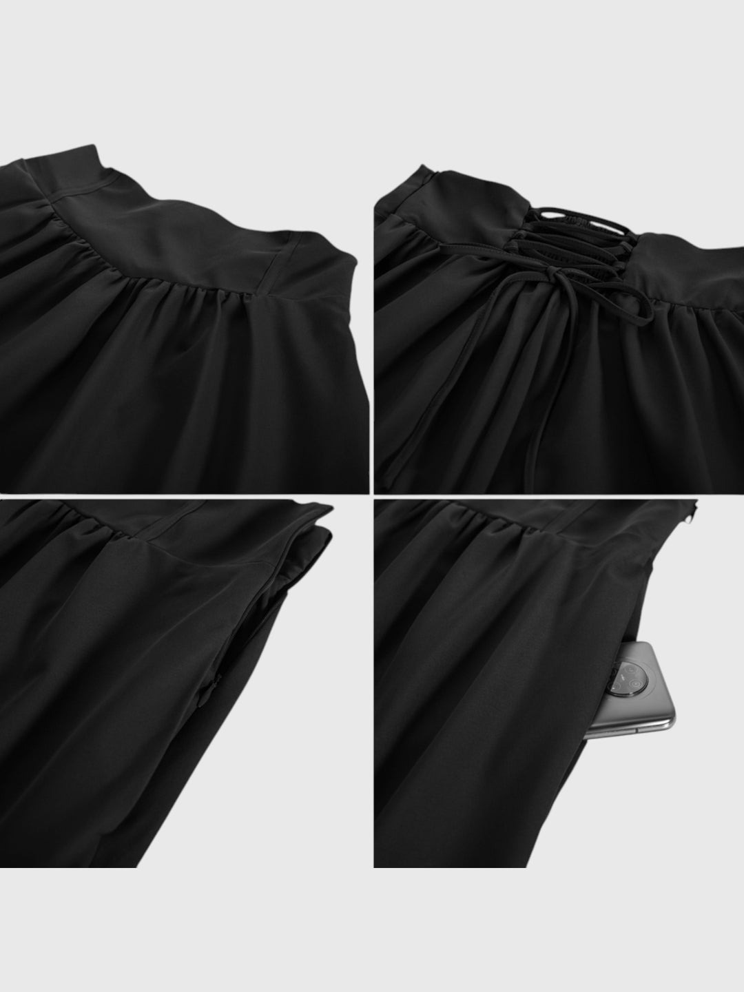 Black Vintage High Waist Swing Maxi Skirt