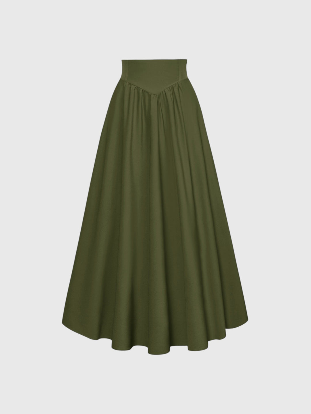 Green Vintage High Waist Swing Maxi Skirt