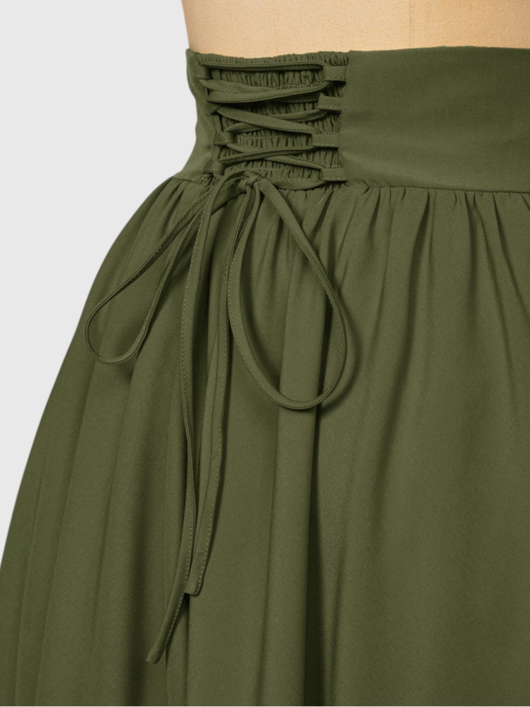 Green Vintage High Waist Swing Maxi Skirt