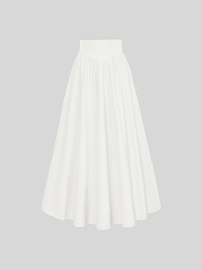 White Vintage High Waist Swing Maxi Skirt