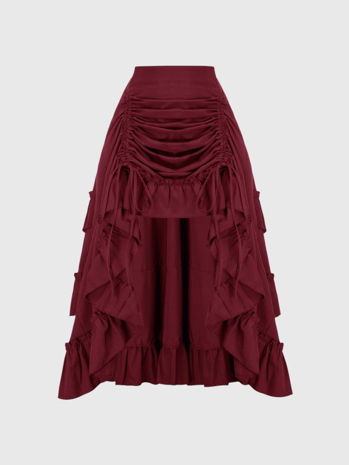 Red Ruffle A-Line Skirt