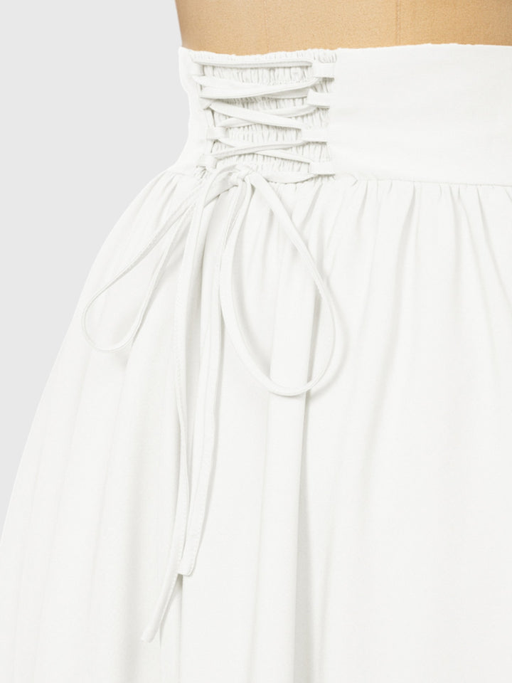 White Vintage High Waist Swing Maxi Skirt