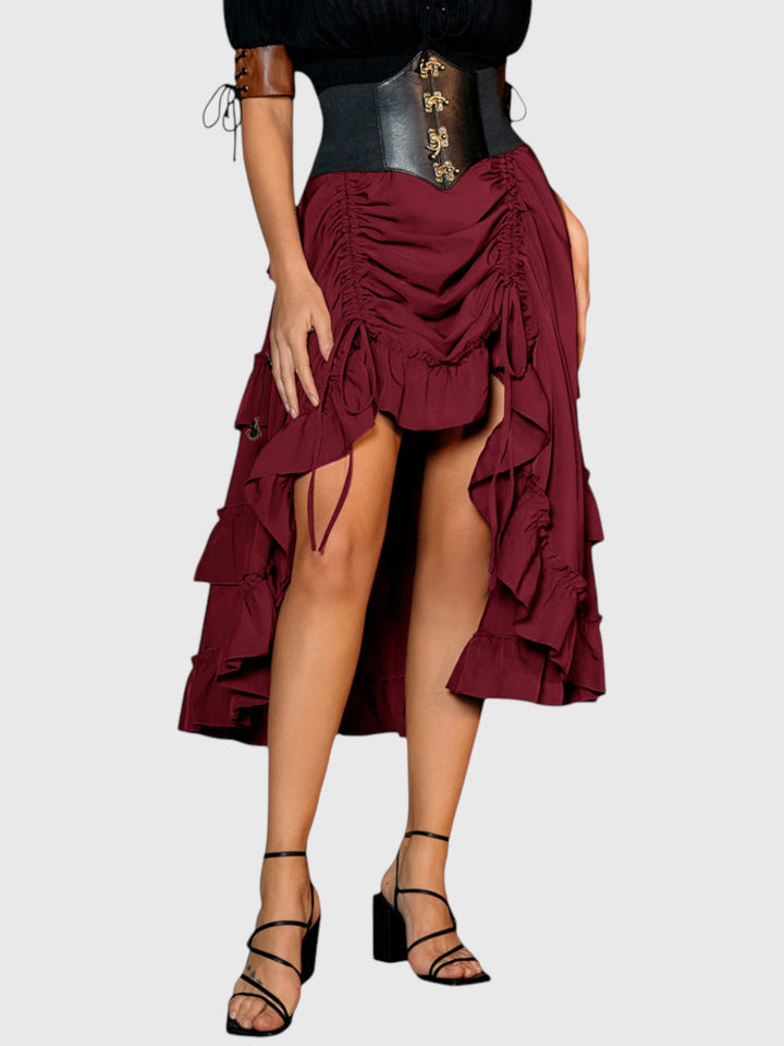 Red Ruffle A-Line Skirt