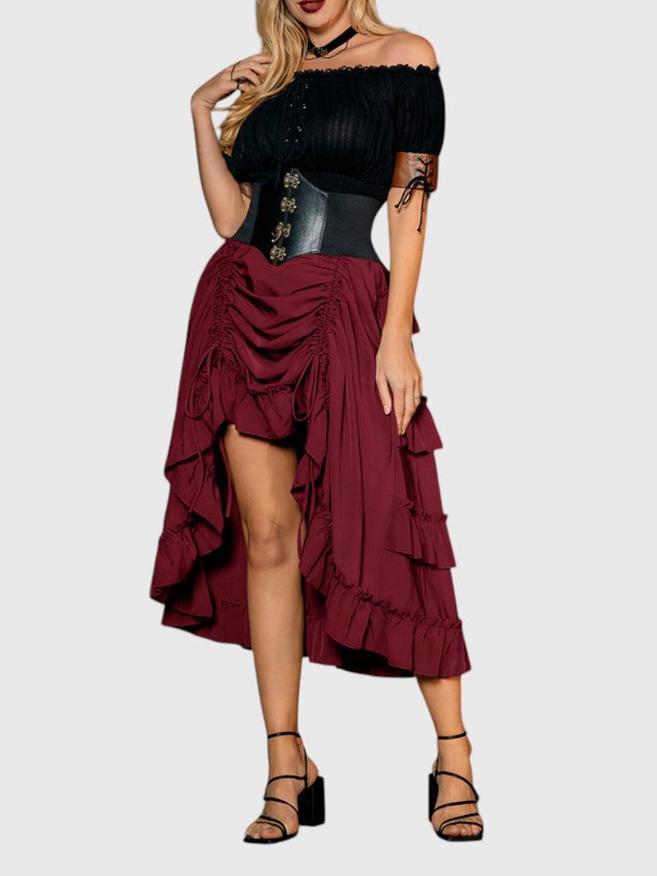 Red Ruffle A-Line Skirt