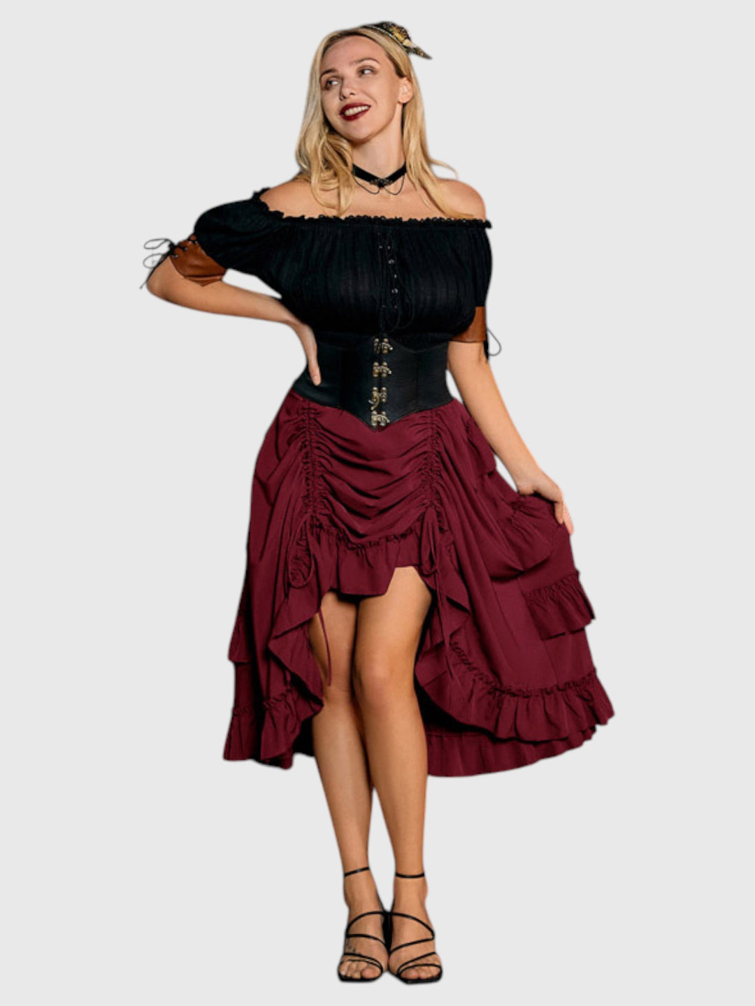Red Ruffle A-Line Skirt