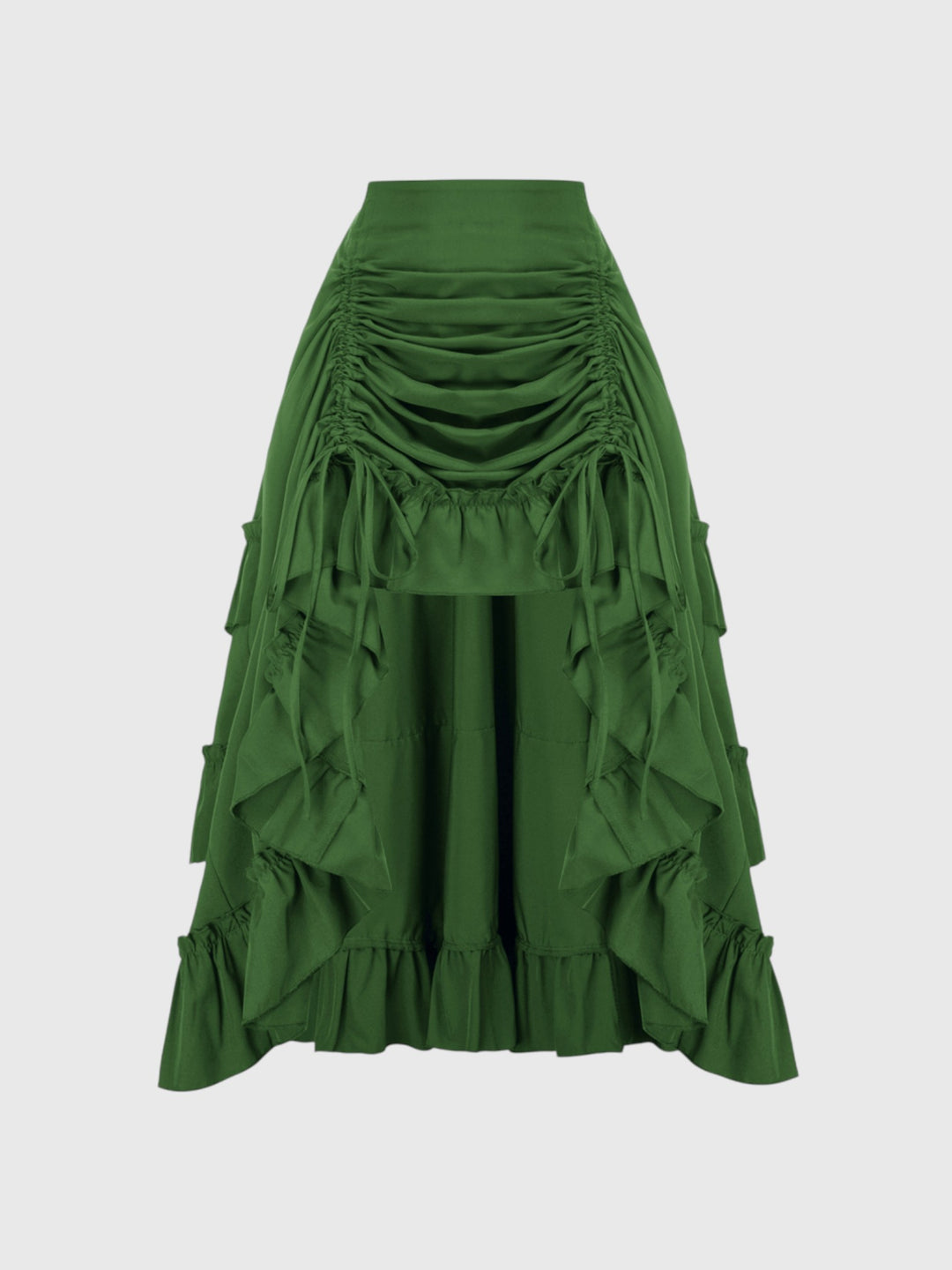 Green Ruffle A-Line Skirt