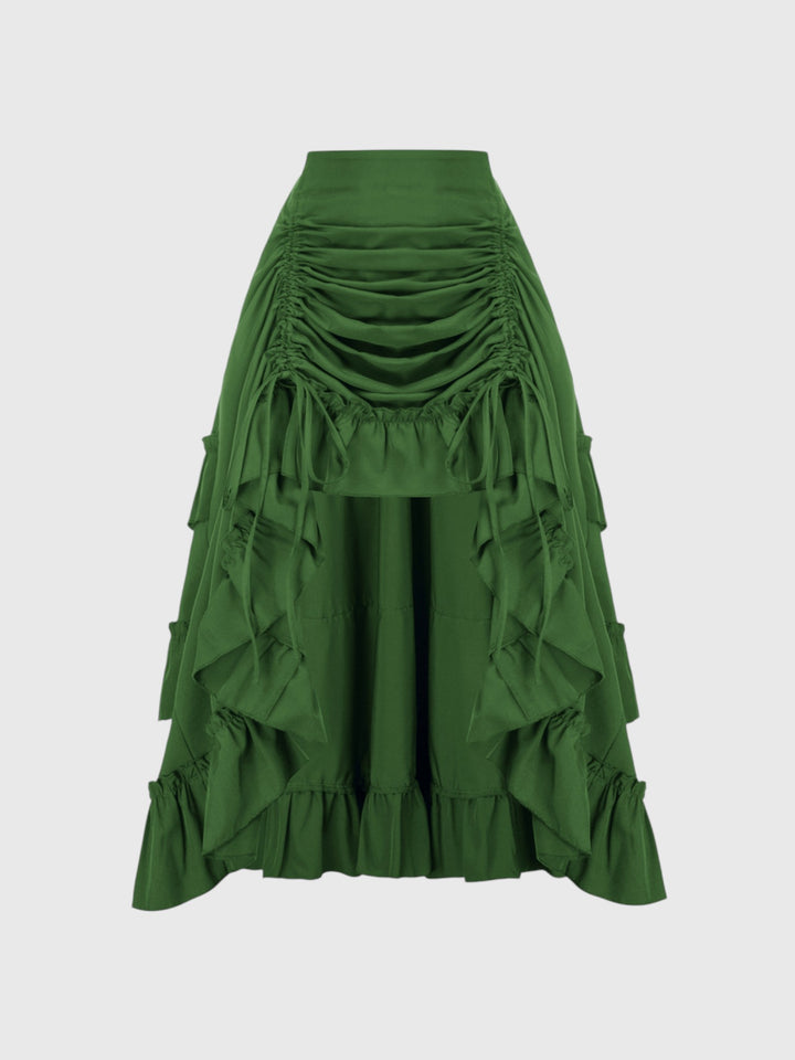 Green Ruffle A-Line Skirt