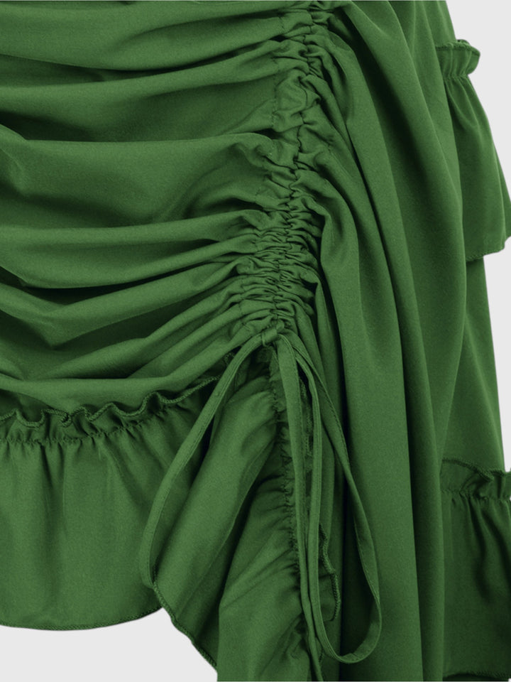 Green Ruffle A-Line Skirt