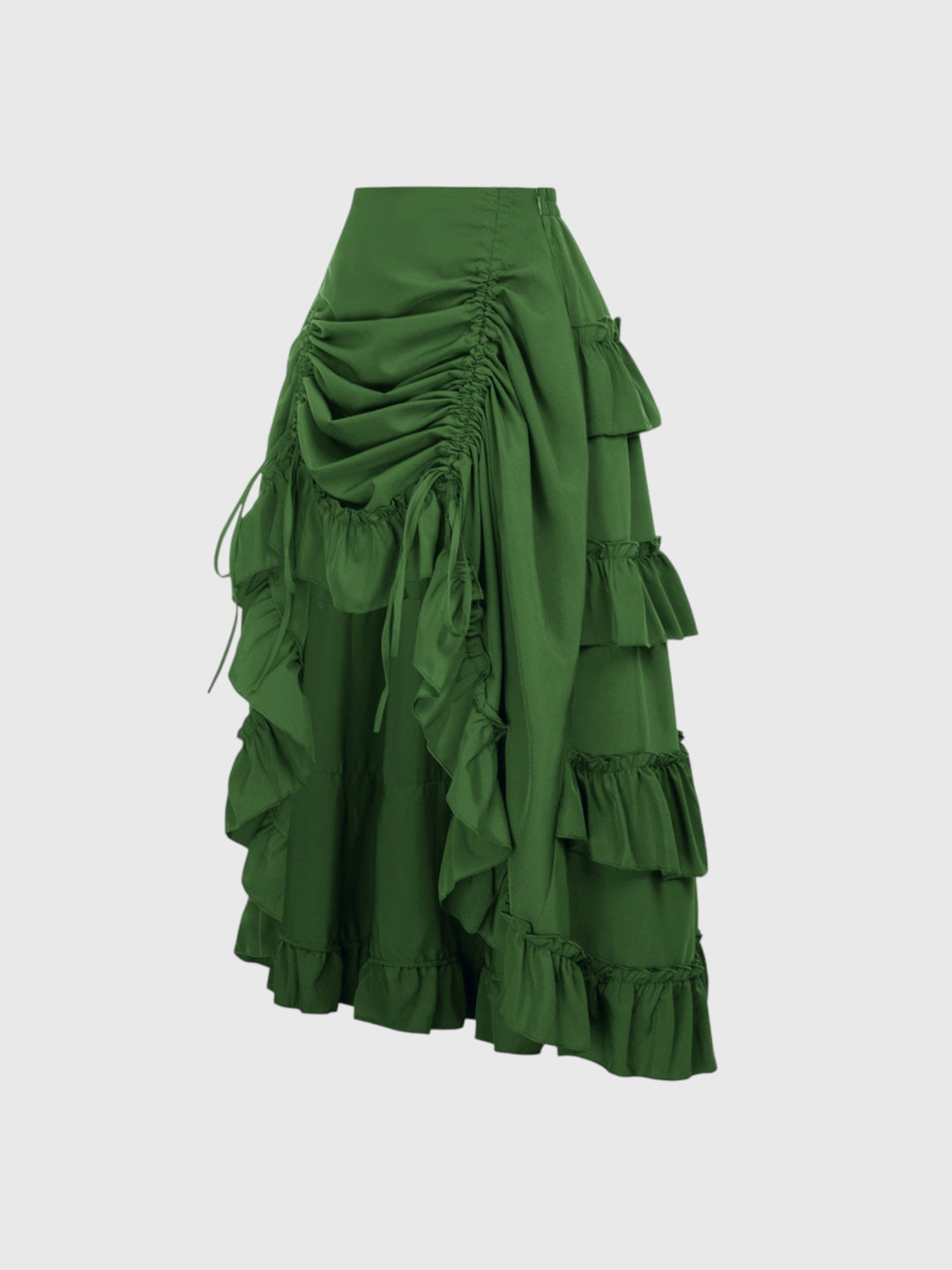 Green Ruffle A-Line Skirt
