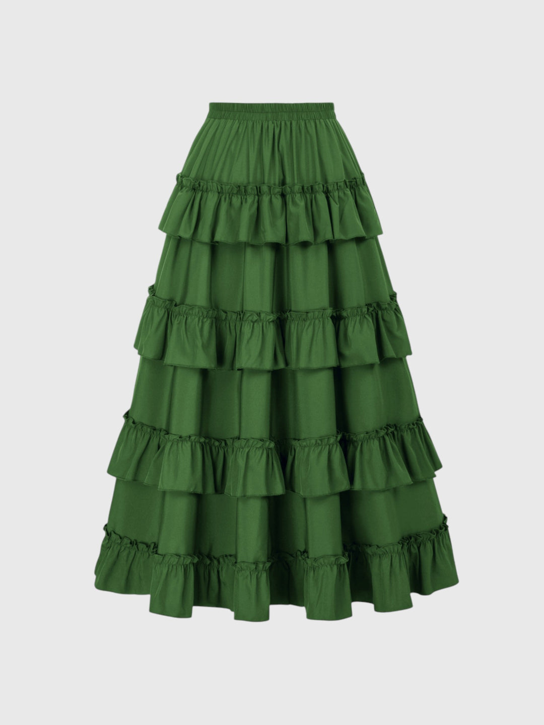 Green Ruffle A-Line Skirt