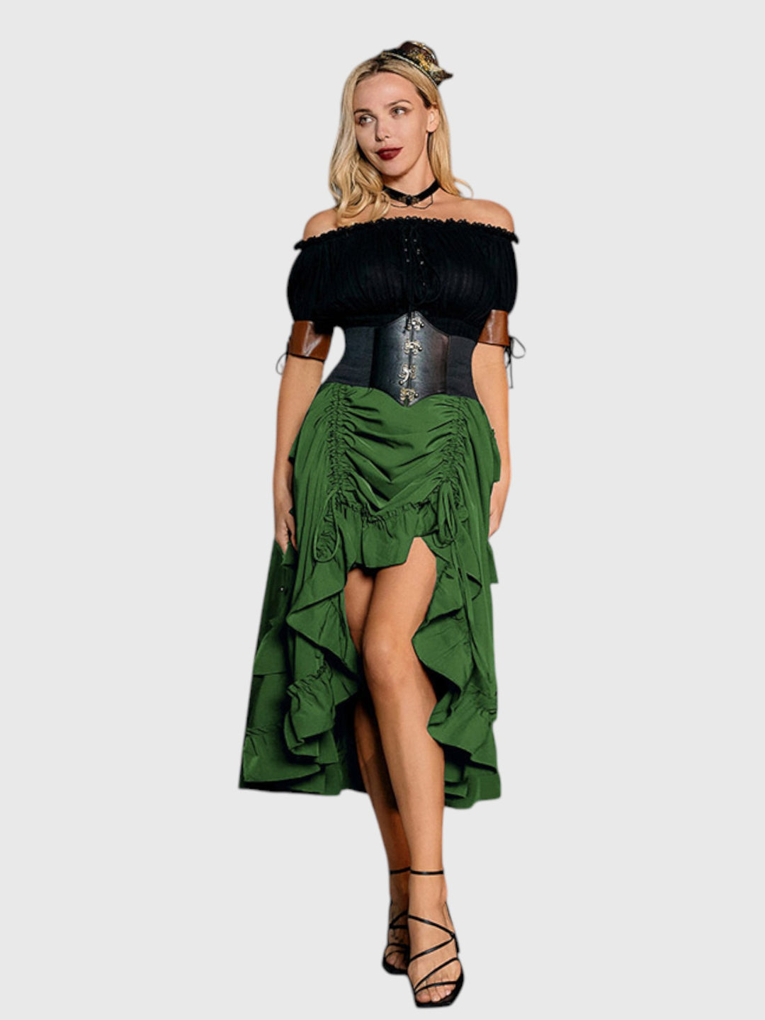 Green Ruffle A-Line Skirt
