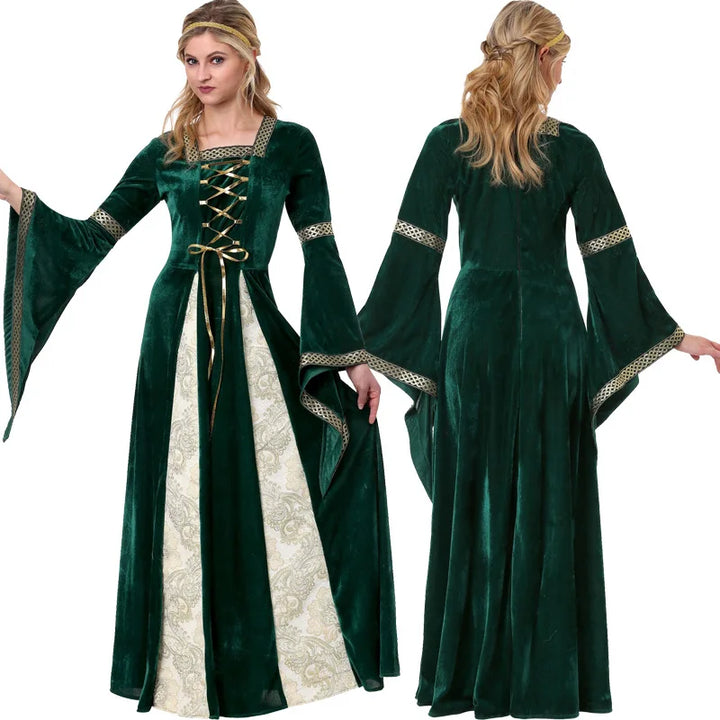 Halloween European Medieval Vintage Court Queen Cosplay Dress  Adult Greek Princess Queen Costume  M-2XL