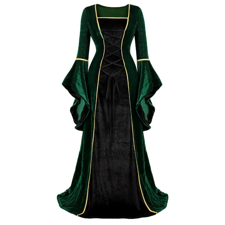Women Renaissance Irish Deluxe Velvet Dress Victorian Medieval Long Dress Retro Fancy Gown Halloween Cosplay Costume Plus Size