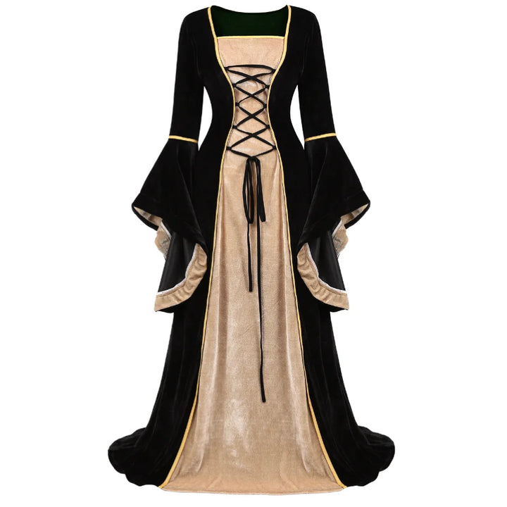 Women Renaissance Irish Deluxe Velvet Dress Victorian Medieval Long Dress Retro Fancy Gown Halloween Cosplay Costume Plus Size