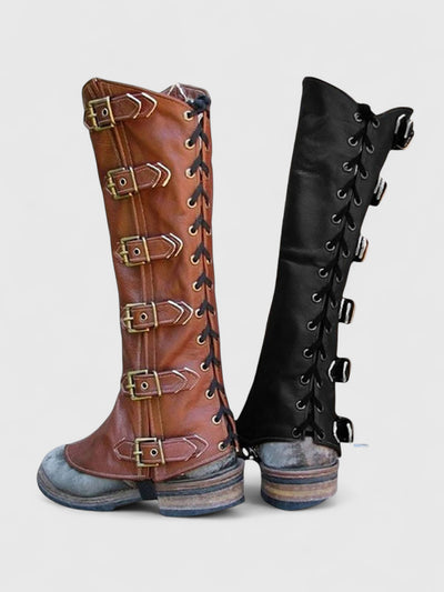 Rogue’s Buckled Leather Leg Guards