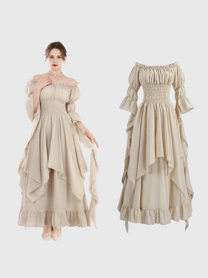 Renaissance Off-Shoulder Smocked Waist Maxi Dress