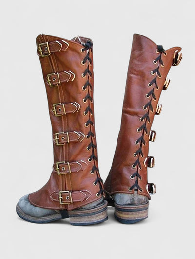 Rogue’s Buckled Leather Leg Guards