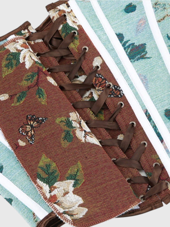 Brown Floral Overbust Corset Top